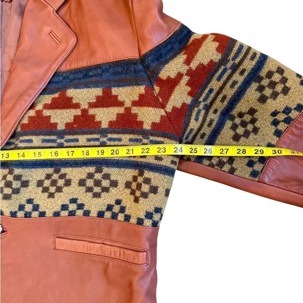 Hurricane Collection Men Butter Soft Leather Southwest Tapestry Blazer‎ Jacket M